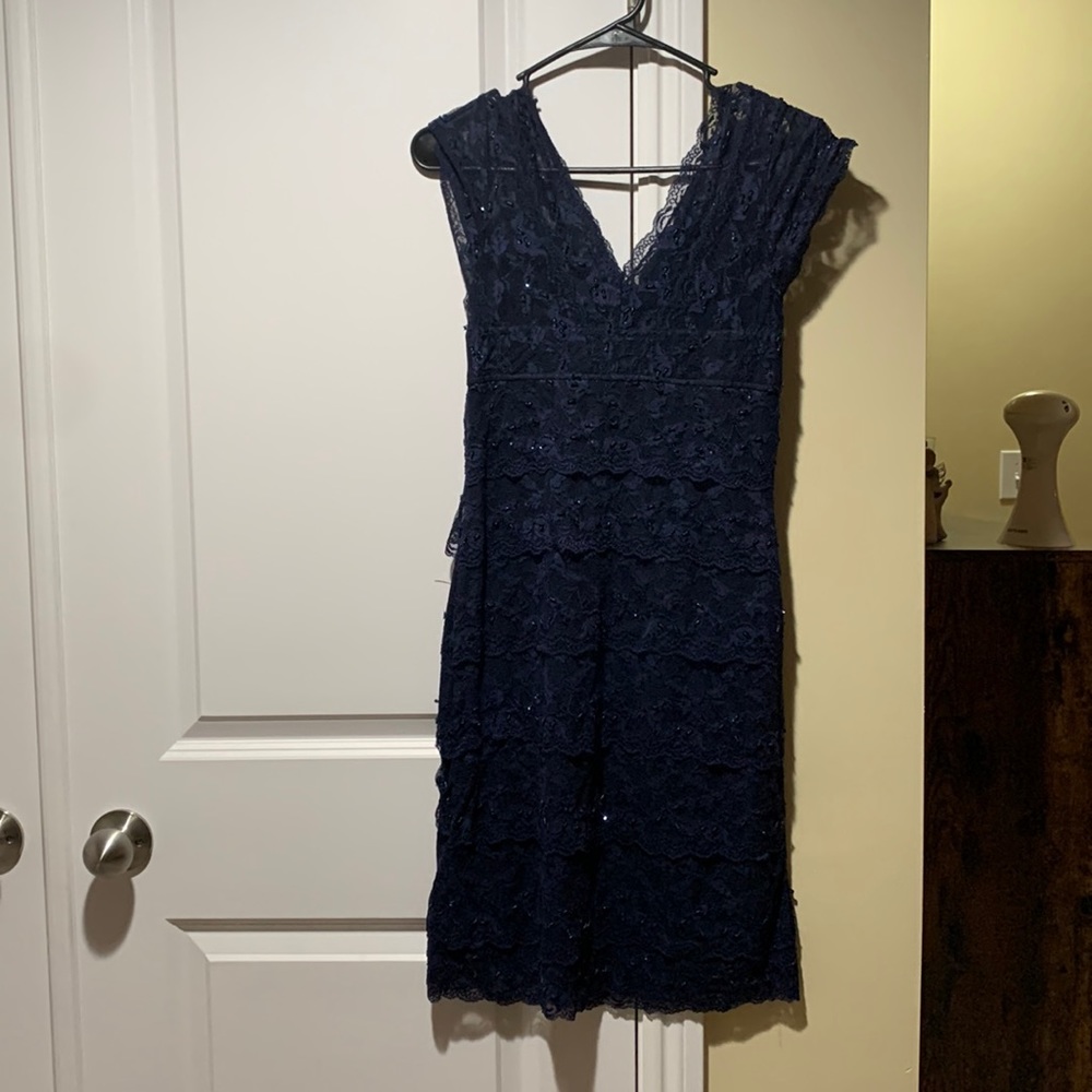 Short formal petite navy dress